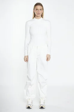 Glamorous Crops, Corsets & Bodysuits|Off White Long-Sleeve Zip-Up Bodysuit -