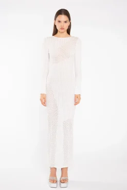 Glamorous Day Dresses|Knitted Dresses|Off White Mix Knit Maxi-Dress -