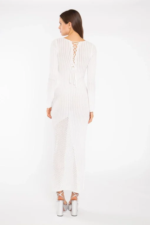 Glamorous Day Dresses|Knitted Dresses|Off White Mix Knit Maxi-Dress -