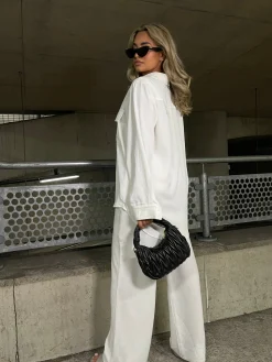Glamorous Workwear|Jet Setter|Off White Oversized Utility Shirt -