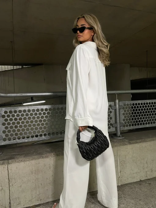 Glamorous Workwear|Jet Setter|Off White Oversized Utility Shirt -