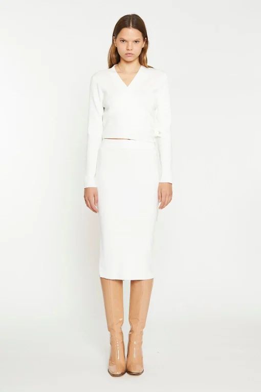 Glamorous Chic Escapes|Co-ords|Off White Rib Knit Wrap-Top -