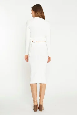 Glamorous Chic Escapes|Co-ords|Off White Rib Knit Wrap-Top -