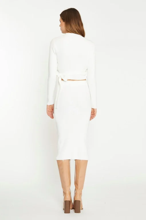 Glamorous Chic Escapes|Co-ords|Off White Rib Knit Wrap-Top -
