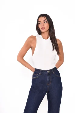 Glamorous Crops, Corsets & Bodysuits|Off White Ribbed Top -