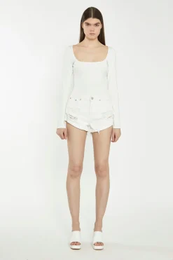 Glamorous Chic Escapes|Denim Shorts|Off White Ripped Denim Shorts -