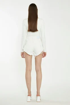 Glamorous Chic Escapes|Denim Shorts|Off White Ripped Denim Shorts -