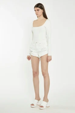 Glamorous Chic Escapes|Denim Shorts|Off White Ripped Denim Shorts -