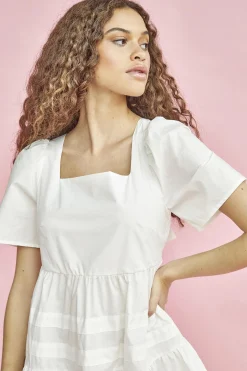 Glamorous Mini Dresses|Mini Dresses|Off White Square-Neck Skater Mini-Dress -