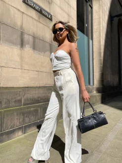 Glamorous Going Out Tops|Glamorous Studio|Off White Strapless Ruched Top -