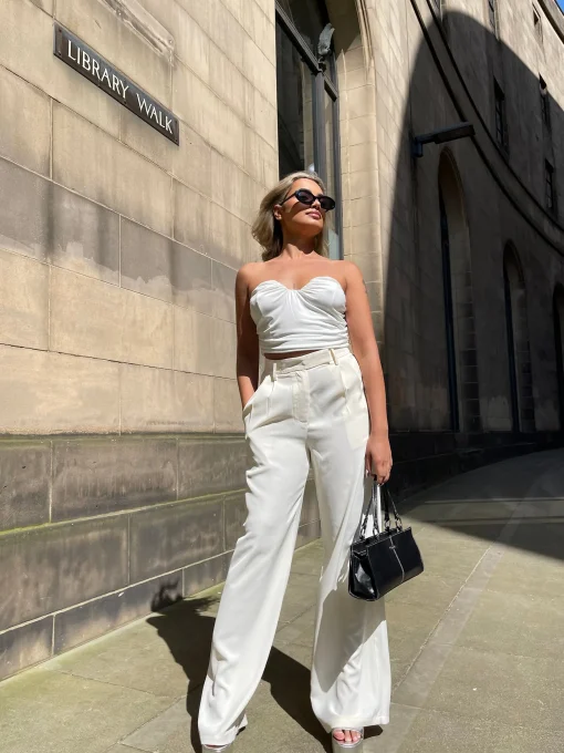Glamorous Going Out Tops|Glamorous Studio|Off White Strapless Ruched Top -