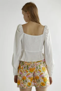 Glamorous Blouses & Shirts|Off White V-Neck Long-Sleeve Top -