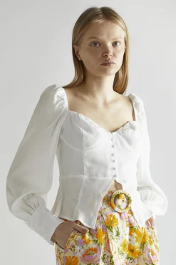 Glamorous Blouses & Shirts|Off White V-Neck Long-Sleeve Top -