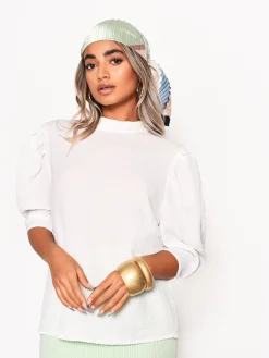 Glamorous Blouses & Shirts|Off White Volume Sleeve Blouse -