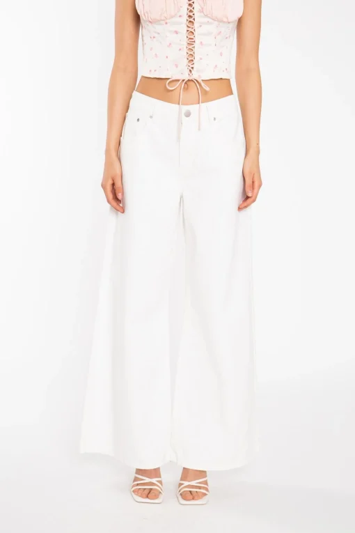 Glamorous Wide Leg Jeans|Wide Leg Trousers|Off-White Extra Wide-Leg Jeans -