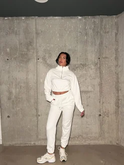 Glamorous Loungewear|Off-White High Waisted Cuffed Length-Jogger -