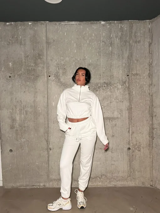 Glamorous Loungewear|Off-White High Waisted Cuffed Length-Jogger -