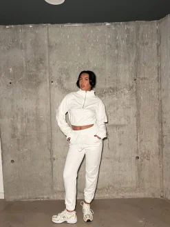 Glamorous Loungewear|Off-White High Waisted Cuffed Length-Jogger -