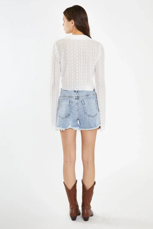 Glamorous Tops & T-shirts|Off-White Lace Button-Through Asymmetrical-Top -