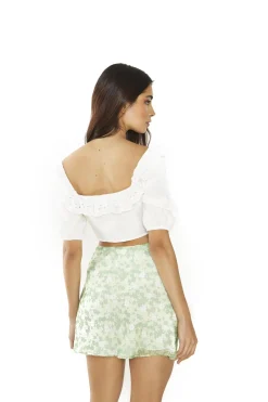 Glamorous Crops, Corsets & Bodysuits|Off-White Lace Frill Crop-Tops -