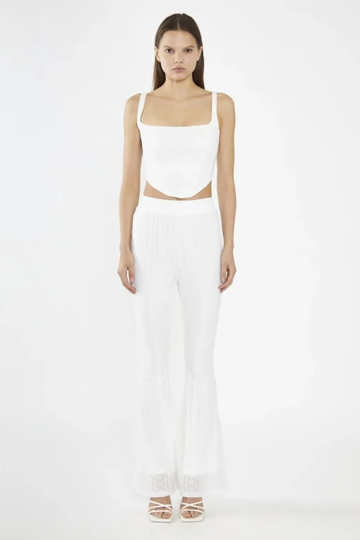 Glamorous Co-ords|Flares|Off-White Lace High Waisted Flared Trousers -
