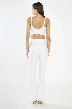 Glamorous Co-ords|Flares|Off-White Lace High Waisted Flared Trousers -
