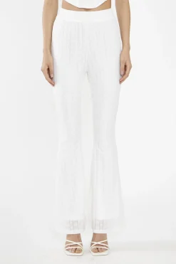 Glamorous Co-ords|Flares|Off-White Lace High Waisted Flared Trousers -