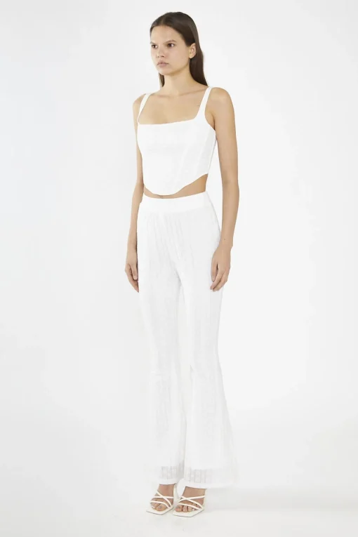 Glamorous Co-ords|Flares|Off-White Lace High Waisted Flared Trousers -