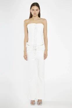 Glamorous Going Out Tops|Crops, Corsets & Bodysuits|Off-White Lace-Up Corset-Top -