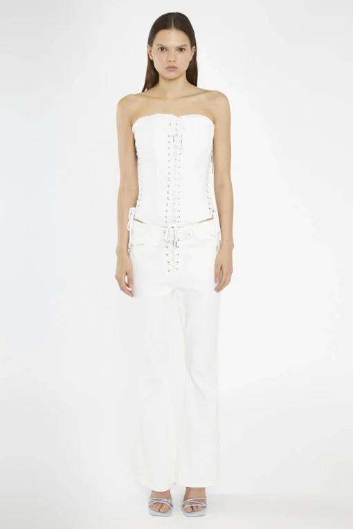 Glamorous Going Out Tops|Crops, Corsets & Bodysuits|Off-White Lace-Up Corset-Top -