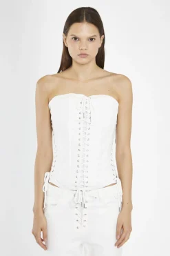Glamorous Going Out Tops|Crops, Corsets & Bodysuits|Off-White Lace-Up Corset-Top -