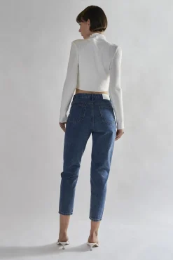 Glamorous Tops & T-shirts|Off-White Mock-Neck-Crop-Tops -