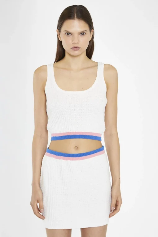 Glamorous Co-ords|Off-White Multi Knitted Tank-Top -
