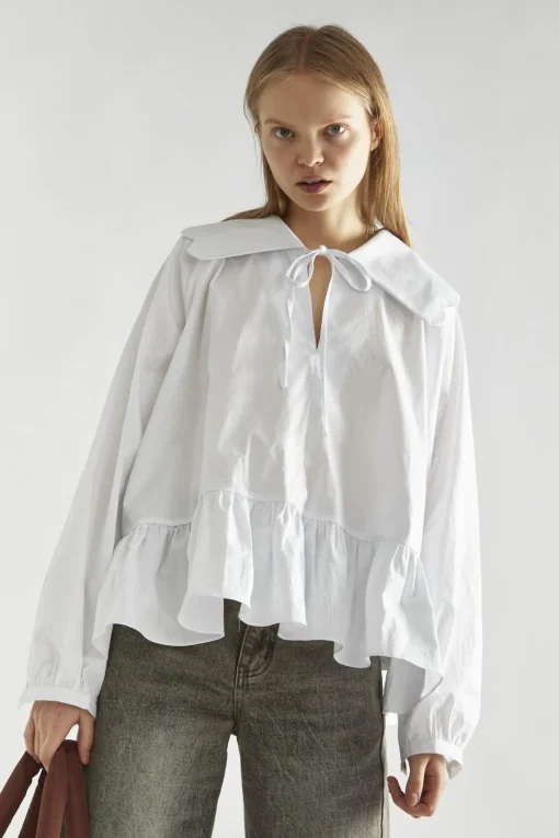 Glamorous Blouses & Shirts|Off-White Oversized-Collar Blouse -
