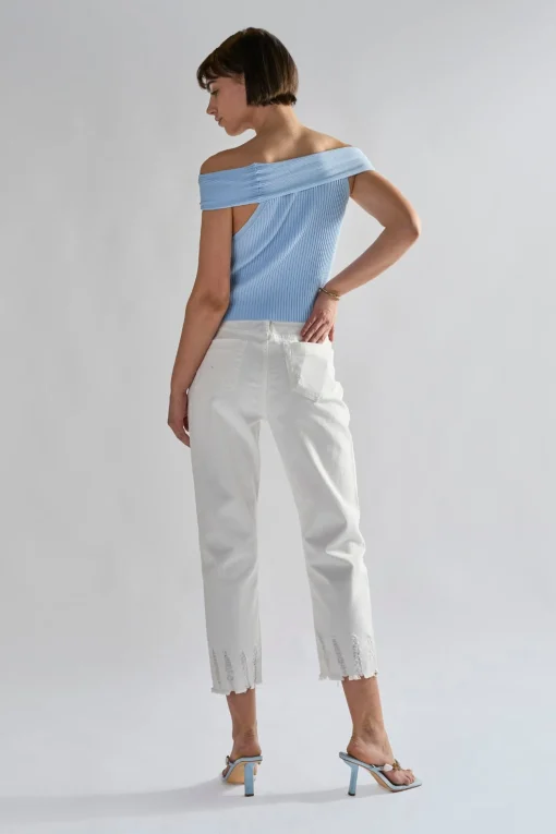 Glamorous Ripped & Distressed Jeans|Off-White Ripped Cropped-Jeans -