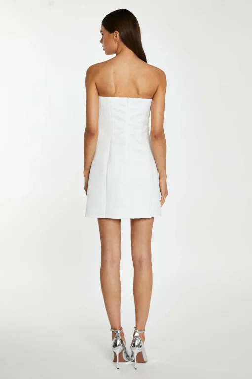 Glamorous Workwear|Go To Partywear|Off-White Satin Strapless Bow Mini-Dress -