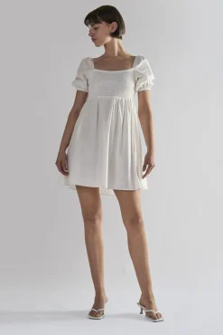 Glamorous Mini Dresses|Mini Dresses|Off-White Square-Neck Mini-Dresses -