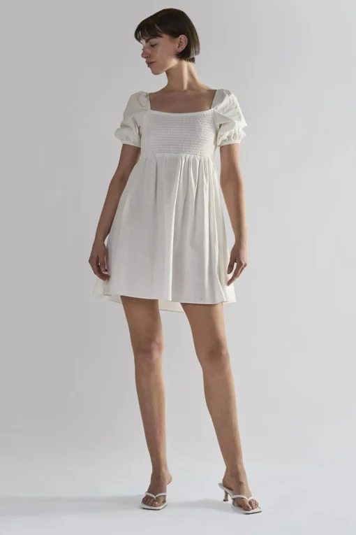 Glamorous Mini Dresses|Mini Dresses|Off-White Square-Neck Mini-Dresses -