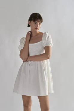 Glamorous Mini Dresses|Mini Dresses|Off-White Square-Neck Mini-Dresses -