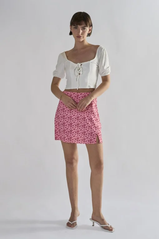 Glamorous Tops & T-shirts|Off-White Tie-Front-Crop-Tops -