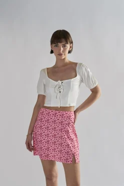 Glamorous Tops & T-shirts|Off-White Tie-Front-Crop-Tops -