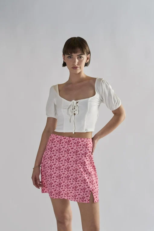 Glamorous Tops & T-shirts|Off-White Tie-Front-Crop-Tops -