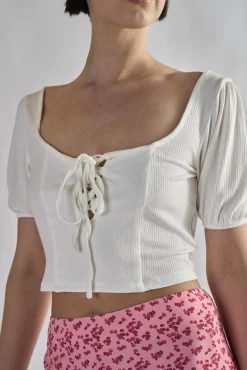 Glamorous Tops & T-shirts|Off-White Tie-Front-Crop-Tops -