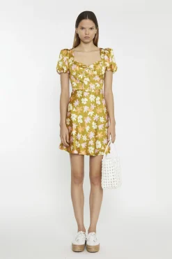 Glamorous Mini Dresses|Mini Dresses|Olive Multi Flower Sweetheart Mini-Dresses -