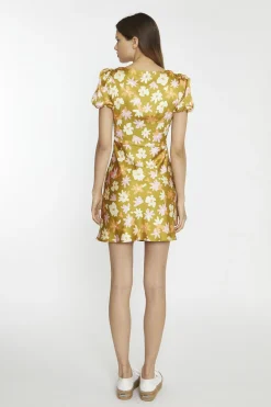 Glamorous Mini Dresses|Mini Dresses|Olive Multi Flower Sweetheart Mini-Dresses -