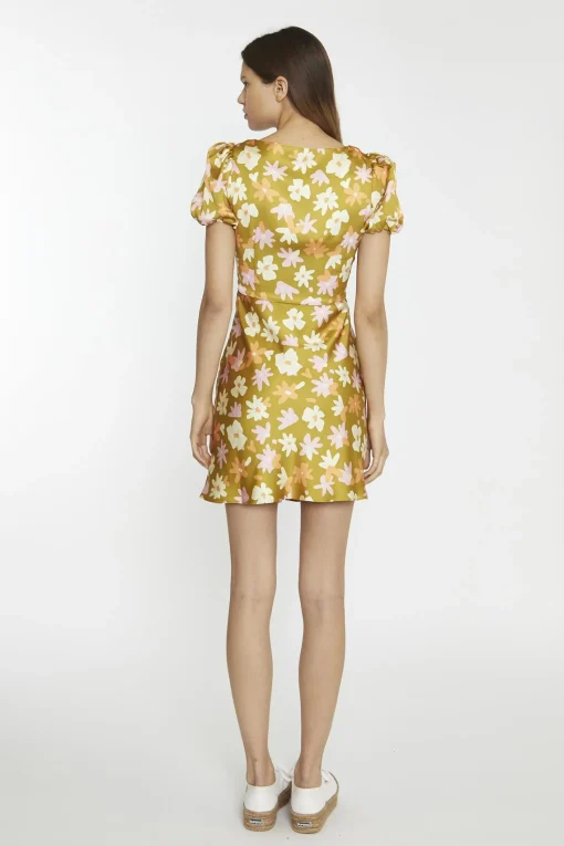Glamorous Mini Dresses|Mini Dresses|Olive Multi Flower Sweetheart Mini-Dresses -