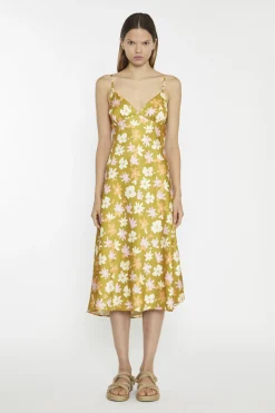 Glamorous Midi & Midaxi Dresses|Midi & Midaxi Dresses|Olive Multi-Flower Spaghetti-Strap Midi-Dress -