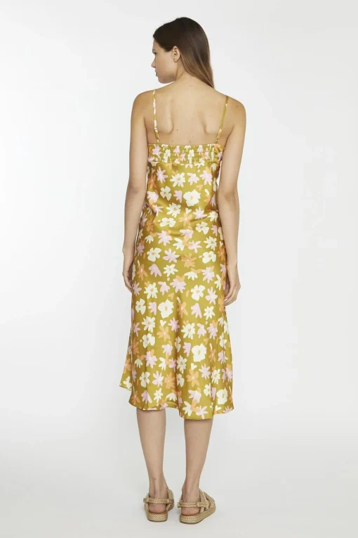 Glamorous Midi & Midaxi Dresses|Midi & Midaxi Dresses|Olive Multi-Flower Spaghetti-Strap Midi-Dress -