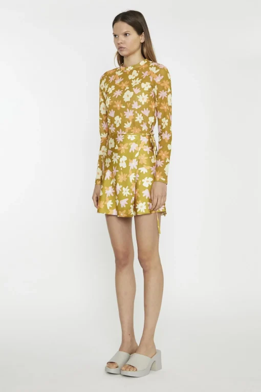 Glamorous Mini Skirts|Olive Multi-Flower Wrap Mini-Skirt -