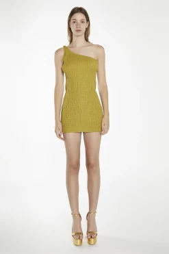 Glamorous Day Dresses|Mini Dresses|Olive-Green Asymmetric Mini-Dress -